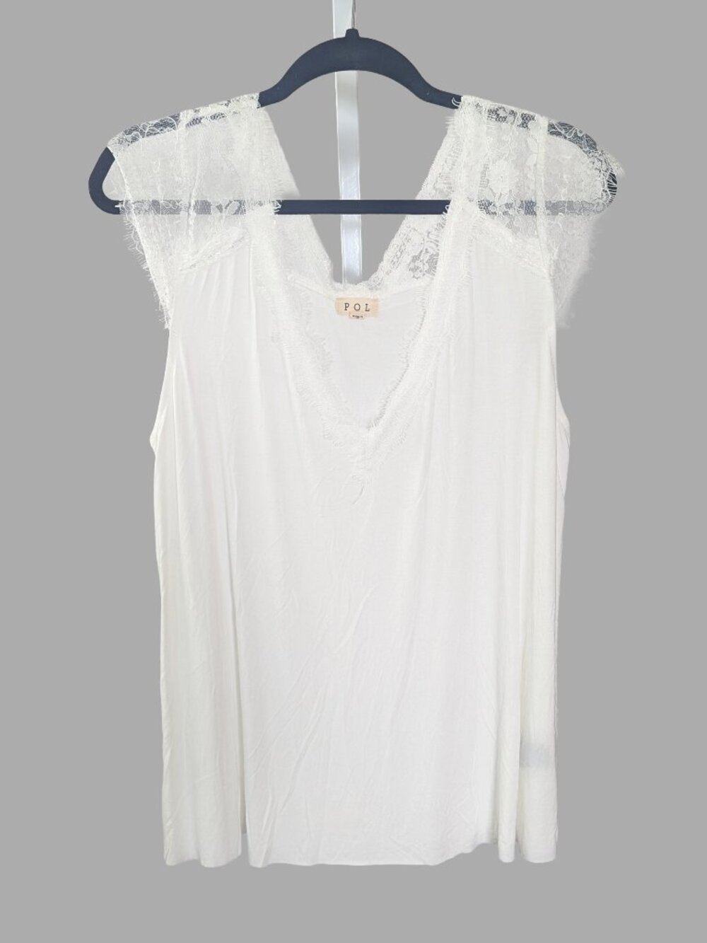 Pol White Lace Tank Top